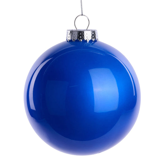 XH966325    150Mm Dia Lacquer/Glass Look Ornament  Royal Blue