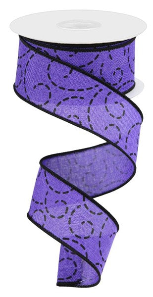RGC127423   1.5" x 10yd Dashed Swirls   Purple/Black