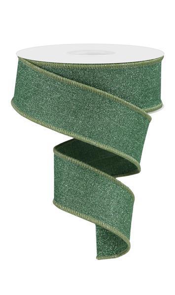 RGE138089    1.5" x 10yd Fine Glitter On Royal    Sage Green