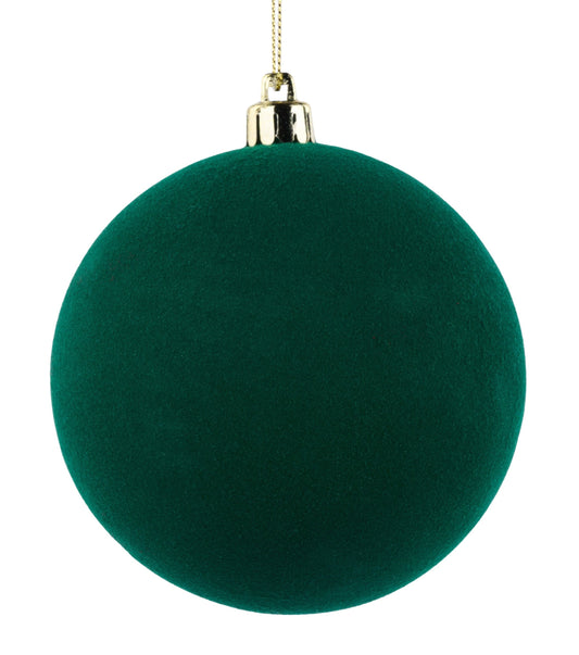 XH113712   100Mm Smooth Flocked Ball Ornament    Hunter Green