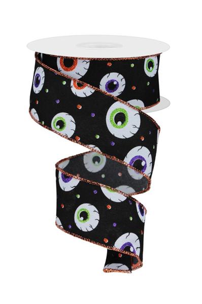 RGE147727 1.5"X10yd Eyeballs on Pg Wht/Blk/Ppl/Lime/Org