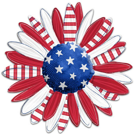 MD1573E8 12"Dia Metal Patriotic Flower Sign