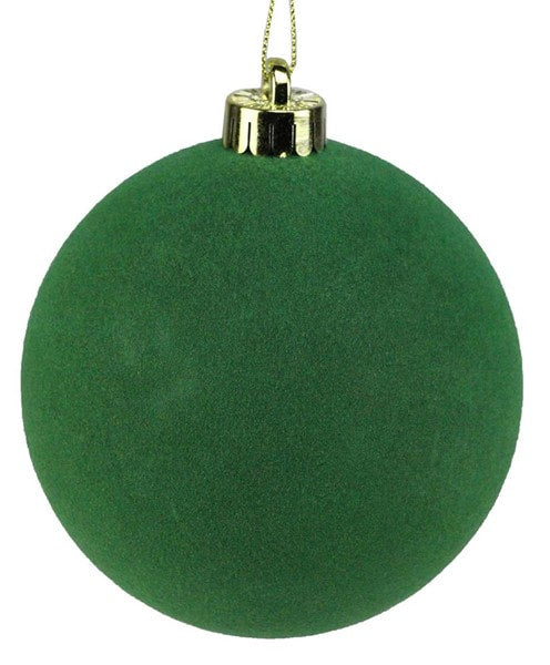 XH113806 120MM Smooth Flocked Ball Ornament Emerald Green