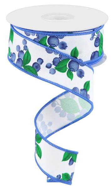 RGC175227  1.5" x 10yd Blueberries White/Blue/Green