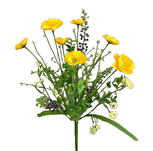 63429YW   21"H  Poppy Spray   Yellow