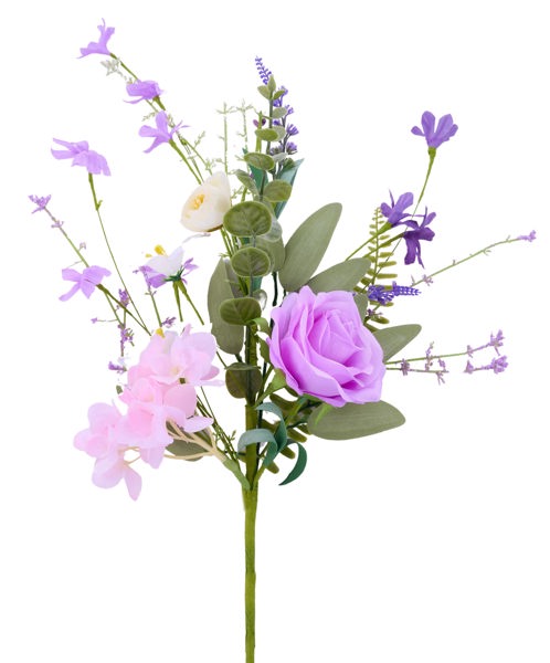 FH814791   19"L Rose/Hydrangea Flower Spray   Lavender/Pink/Cream