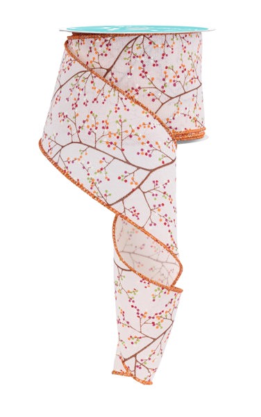 RGF1473C2 2.5" x 10yd Mini Berry Branch Cream/Orng/Burg/Grn