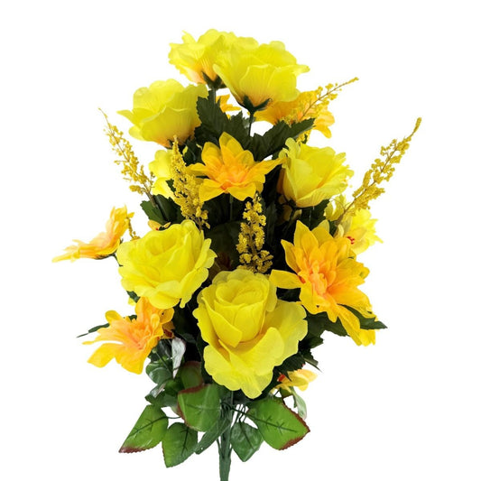 CS12516-YEL   Mixed Bush Rose/Dahlia/Astible/Mini LilyX30    -Yellow