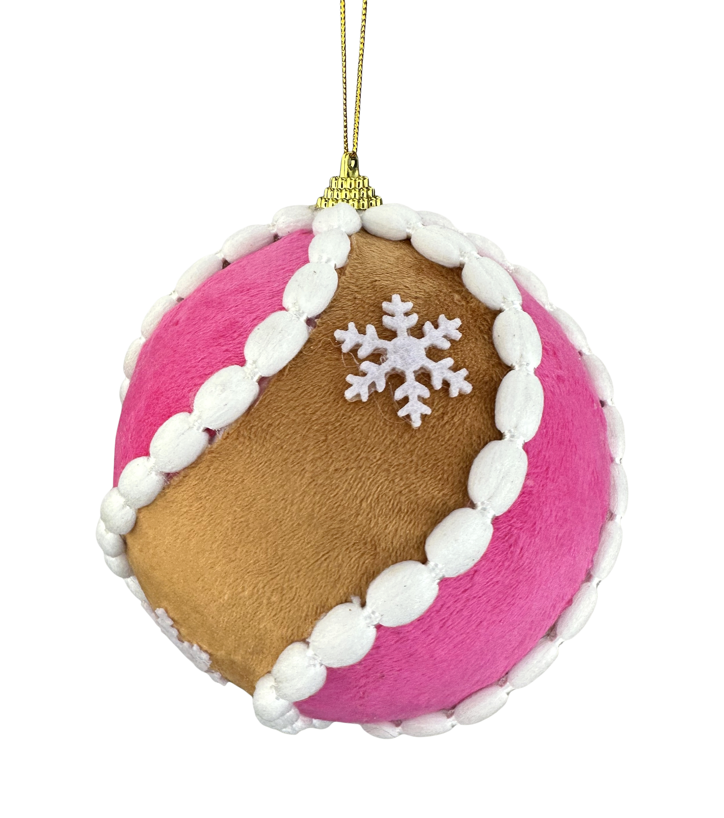 86502PKBN     5"DIA Gingerbread Swirl Ball    Pink/Brown