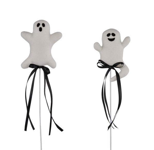 HH1361   15"L Ghost Pick W/Bow   White/Black