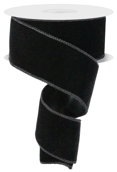 RGE165902  2.5" x 10yd Deluxe Velvet/Satin Backing Black