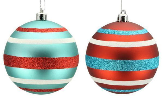 XH9456YA 100Mm Horizontal Stripe Ball; Red/Turquoise/Wht