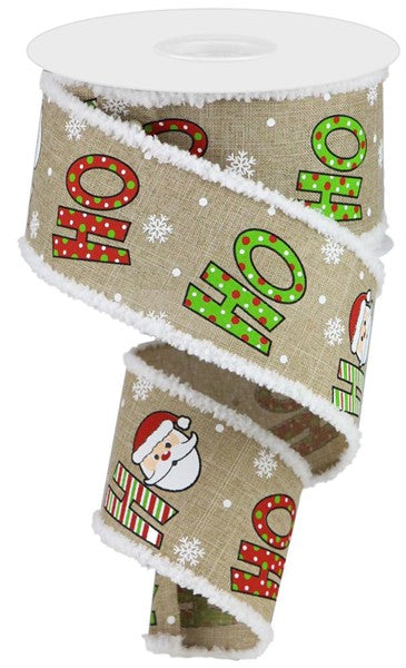 RG883001  2.5" x 10yd Ho Ho Ho W/Drift Beige/White/Cream/Rd/Lime