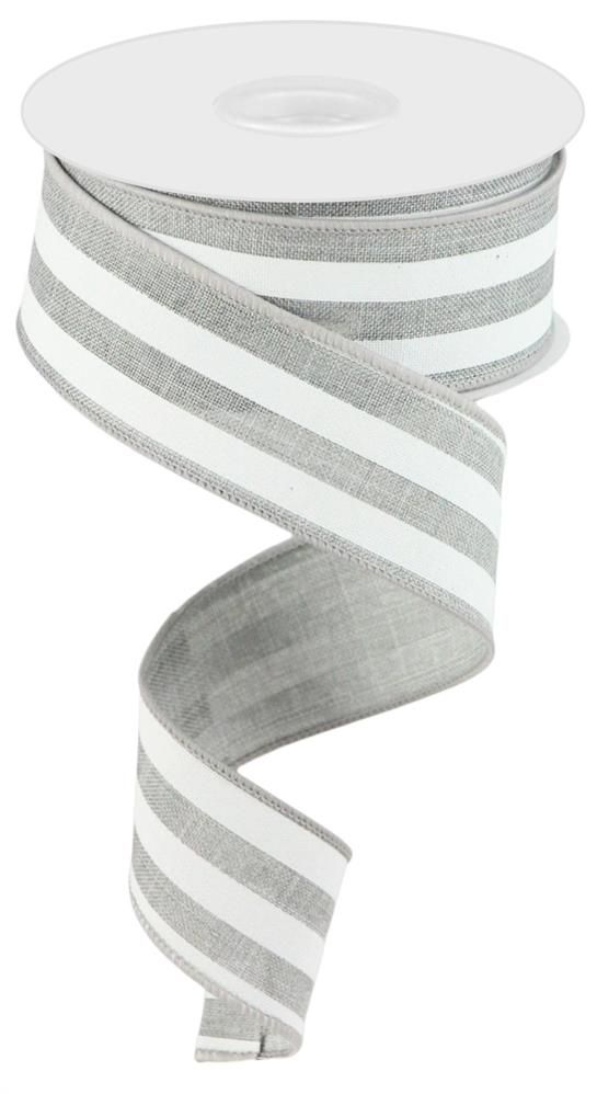RGC156210  1.5" x 10yd Vertical Stripe Lt Grey/White
