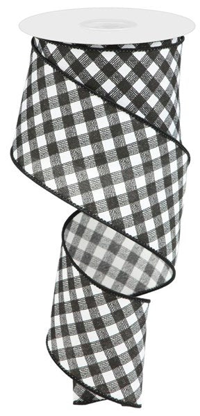 RGC1331X6  2.5" x 10yd Bias Gingham Pattern White/Black