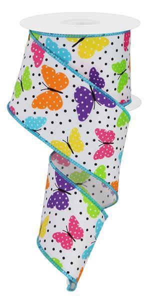 RGE110727   2.5" x 10yd Butterflies/Dots On Diagonal   Bright Multi