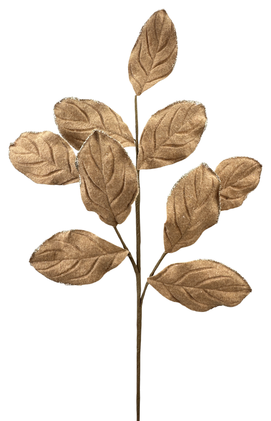 86787TAN    H30   Velvet Magnolia Lvs Spray x 9   Tan