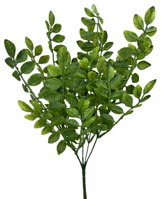 13685GN     15"   Plastic Wisteria Leaves Bush    Green