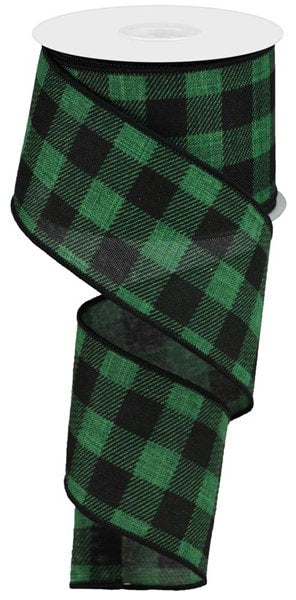 RG0180606 2.5”x10YD Striped Check on Royal Emerald/Black