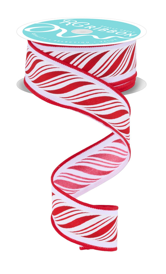 RGF174727    1.5" x 10yd Peppermint Twist   White/Red/Silver