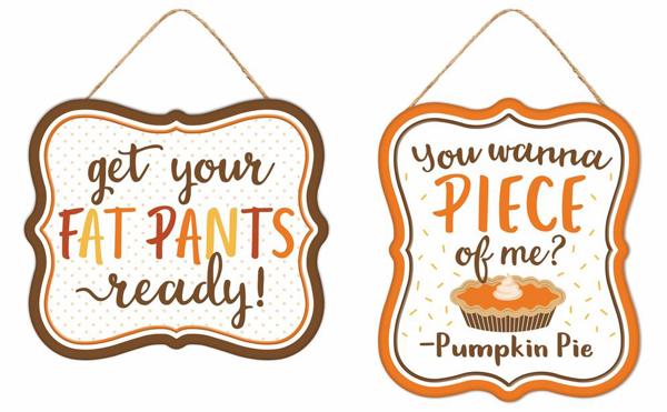 MD1211     7"Lx6"H Tin Matte Thanksgiving Signs  Brown/Orange/Mstrd