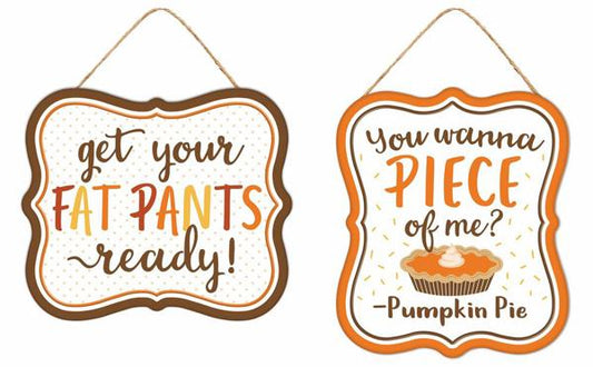 MD1211     7"Lx6"H Tin Matte Thanksgiving Signs  Brown/Orange/Mstrd