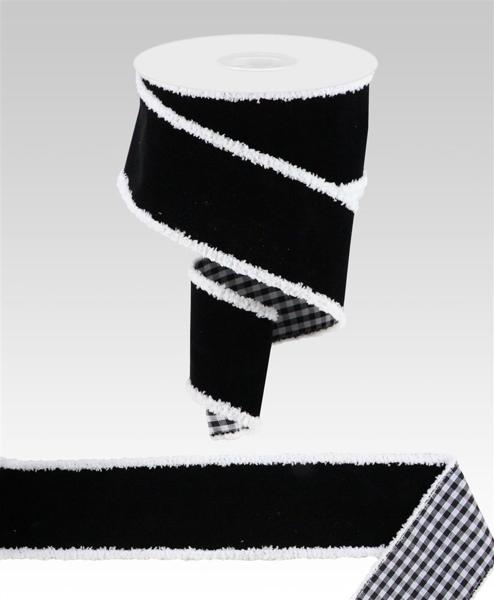RGX0060L6   2.5" x 10yd Velvet/Gingham Fused Back   Black/White