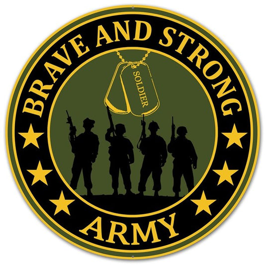 MD0446 12"Dia Brave and Strong Army Army Green/Navy/Gold