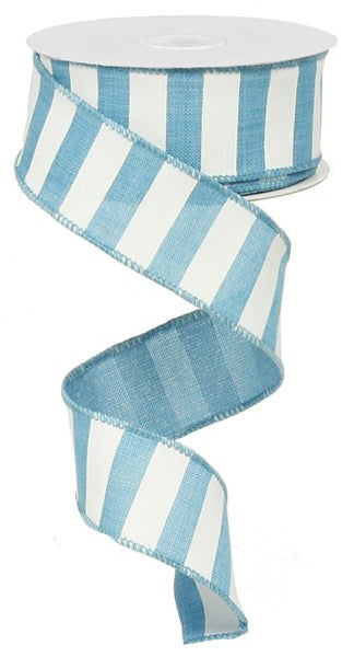 RX9148A2   1.5" x 10yd Horizontal Stripe   Turquoise/White