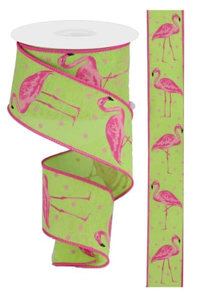 RG0169809   2.5" x 10yd Flamingo On Royal  Bright Green/Pink/Black