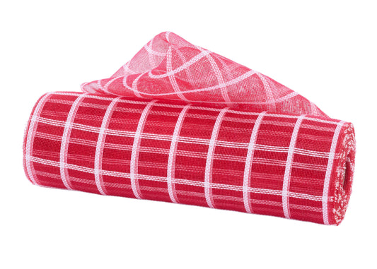 RY501349  10.25" x 10yd Fine Weave Small Check Mesh Red/White