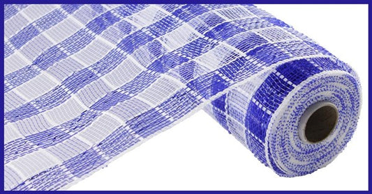 RE1367N6  10" x 10yd Metallic Mesh Royal Blue/White