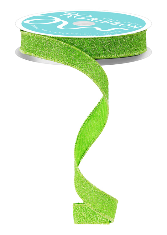 RGF1516LT  5/8" x 10yd Fine Glitter On Faux Royal Fresh Green