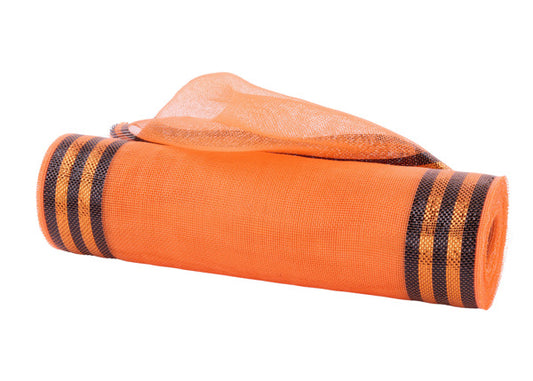 RY5012F7  10.25" x 10yd Fine Weave Border Strp Mesh Orange/Black