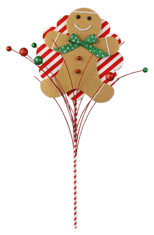 XP3827  25"H Gingerbread Man W/Scallop Spray Brn/White/Emerald/Blk/Red
