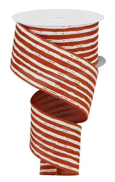 RGA1382NH 2.5"X10yd Irregular Stripes On Royal Rust/Cream