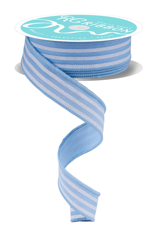RGF797414  7/8" x 10yd Glitter Vertical Stripe Light Blue/White