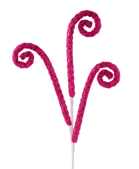 XS142907   28"L Sequin/Tinsel Coil Spray    Fuchsia