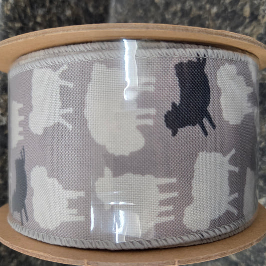 4407W81263E   2.5"X10YD  LA Ribbon  One Black Sheep   Grey/Black/Cream