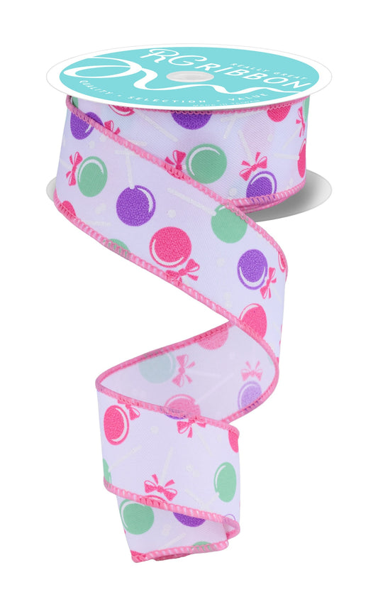 RGH1006AN     1.5" x 10yd Lollipops   White/Mint/Pink/Lavender