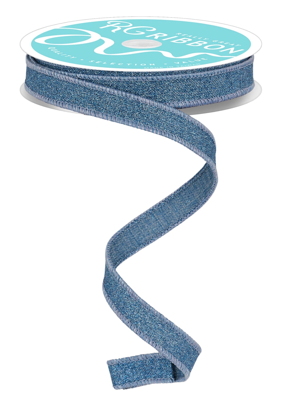 RGF1096NT  5/8" x 10yd Fine Glitter On Royal Smoke Blue