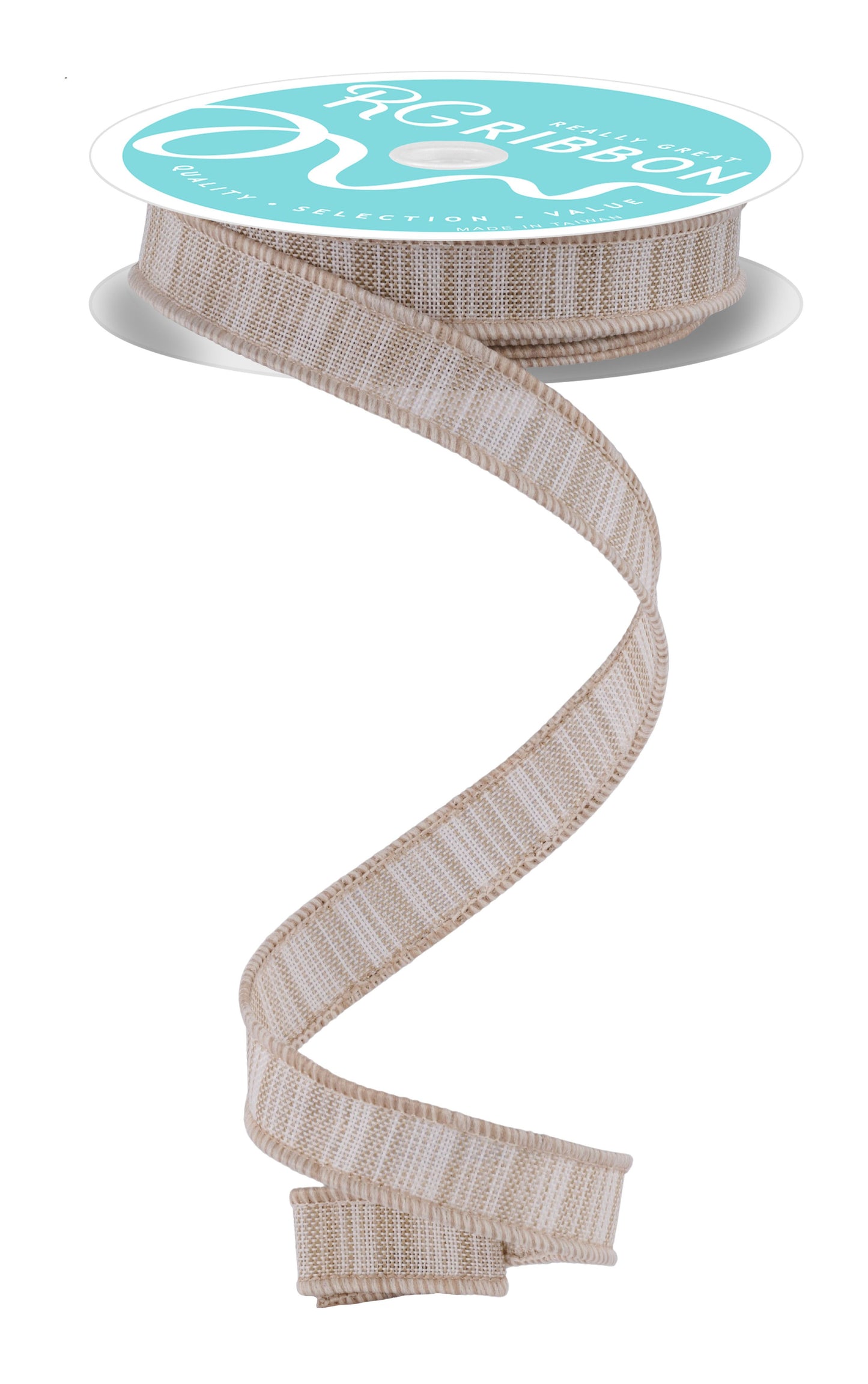 RGF1682CJ  5/8" x 10yd Multi Color Stripe Light Beige/Ivory