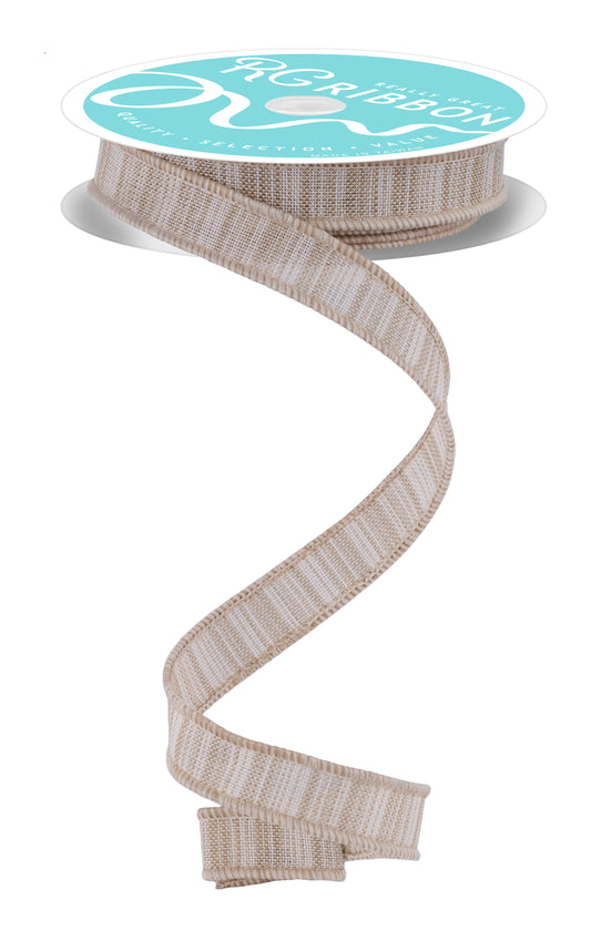 RGF1682CJ  5/8" x 10yd Multi Color Stripe Light Beige/Ivory