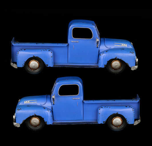 15.75"L x 6.5"H Metal Half Truck  Blue