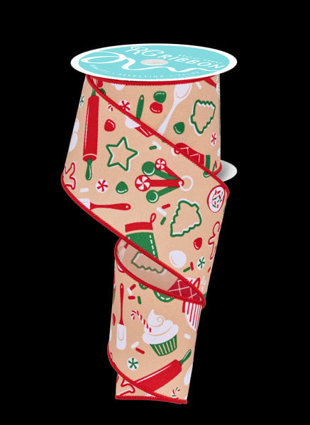 RGF1294R9  2.5" x 10yd Holiday Baking White/Red/Emerald