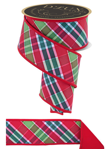 LX1111T9  2.5" x 10yd Bold Plaid/Fused Red/Emerald/Lime