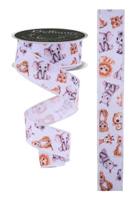 LS1201RT  1.5" x 10yd Baby Animals Wht/Orng/Brown