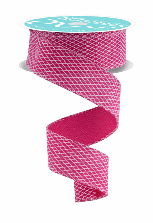 RGF169507   1.5" x 10yd Mini Harlequin    Fuchsia/White