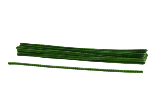 MA200430  12"L x 6mm Chenille Stems  25Ea/Bg, Moss Green