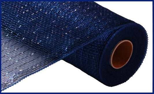 RE130157  10" x 10yd Metallic Mesh Navy W/Royal Blue Foil